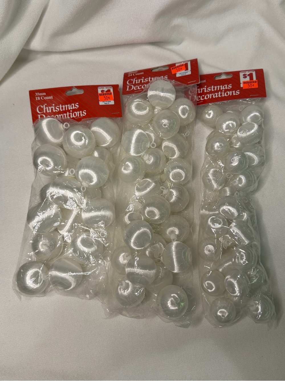 Vtg Family Dollar Clear Christmas Ornaments Lot 72ct Mixed Sizes NIP Deadstock